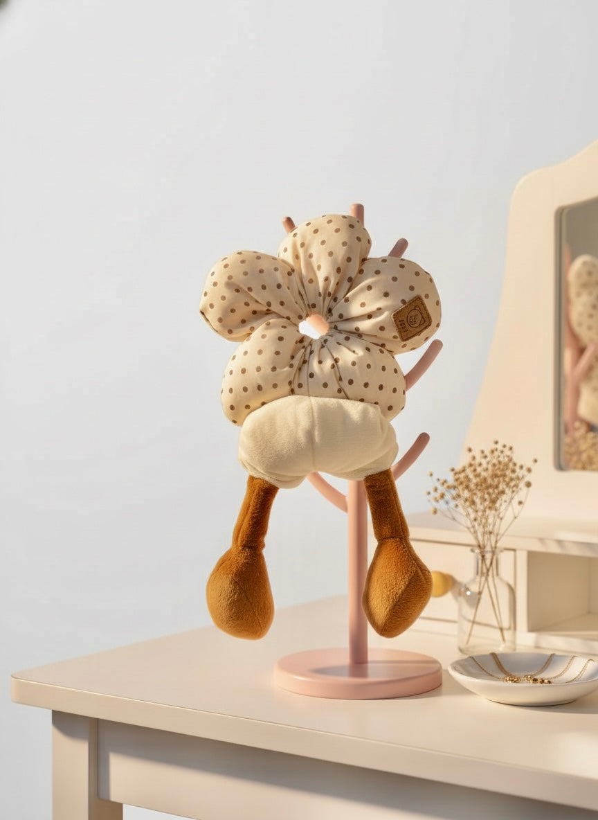 Plush Flower Polka Scrunchie
