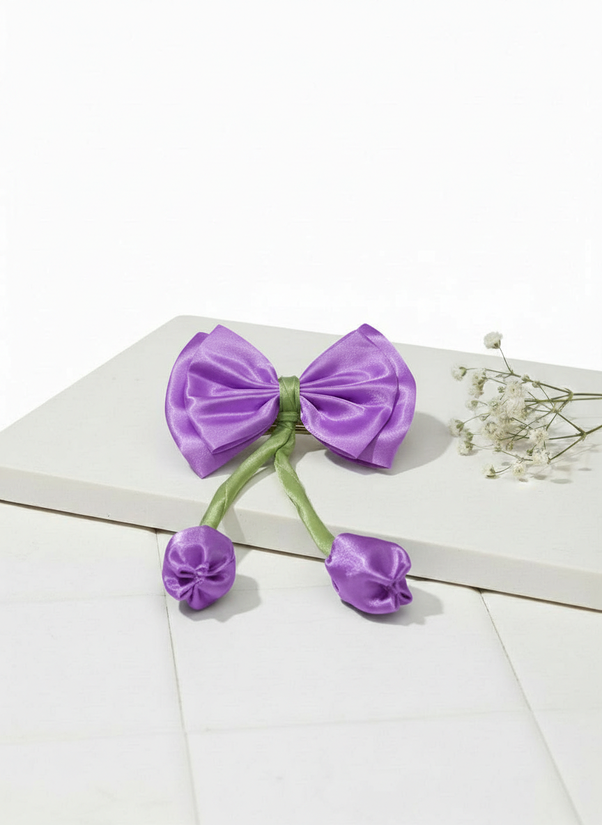 Satin Tulip Bow Hair Pin