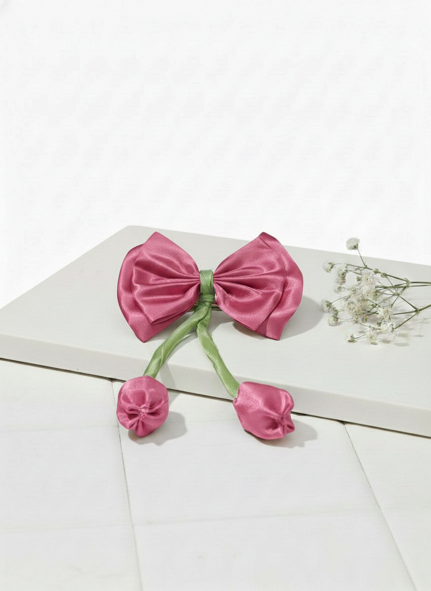 Satin Tulip Bow Hair Pin
