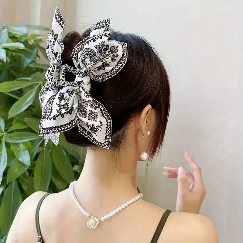 Boho Bandana Bow Claw Clip