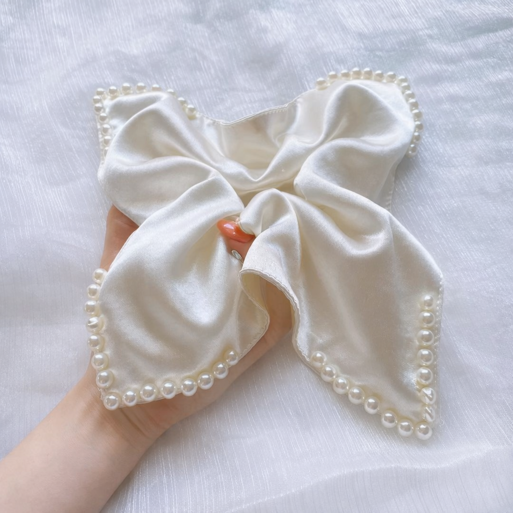 Pearl Satin Square Scrunchie