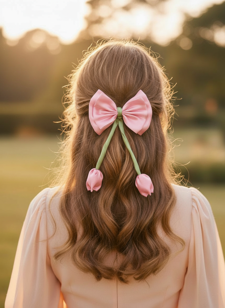 Satin Tulip Bow Hair Pin