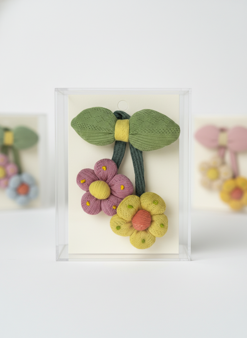 Crochet Floral Leafy Hair Pin