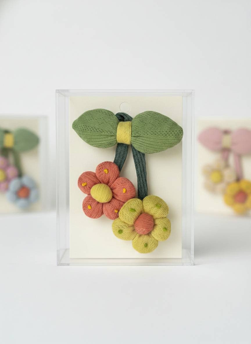 Crochet Floral Leafy Hair Pin