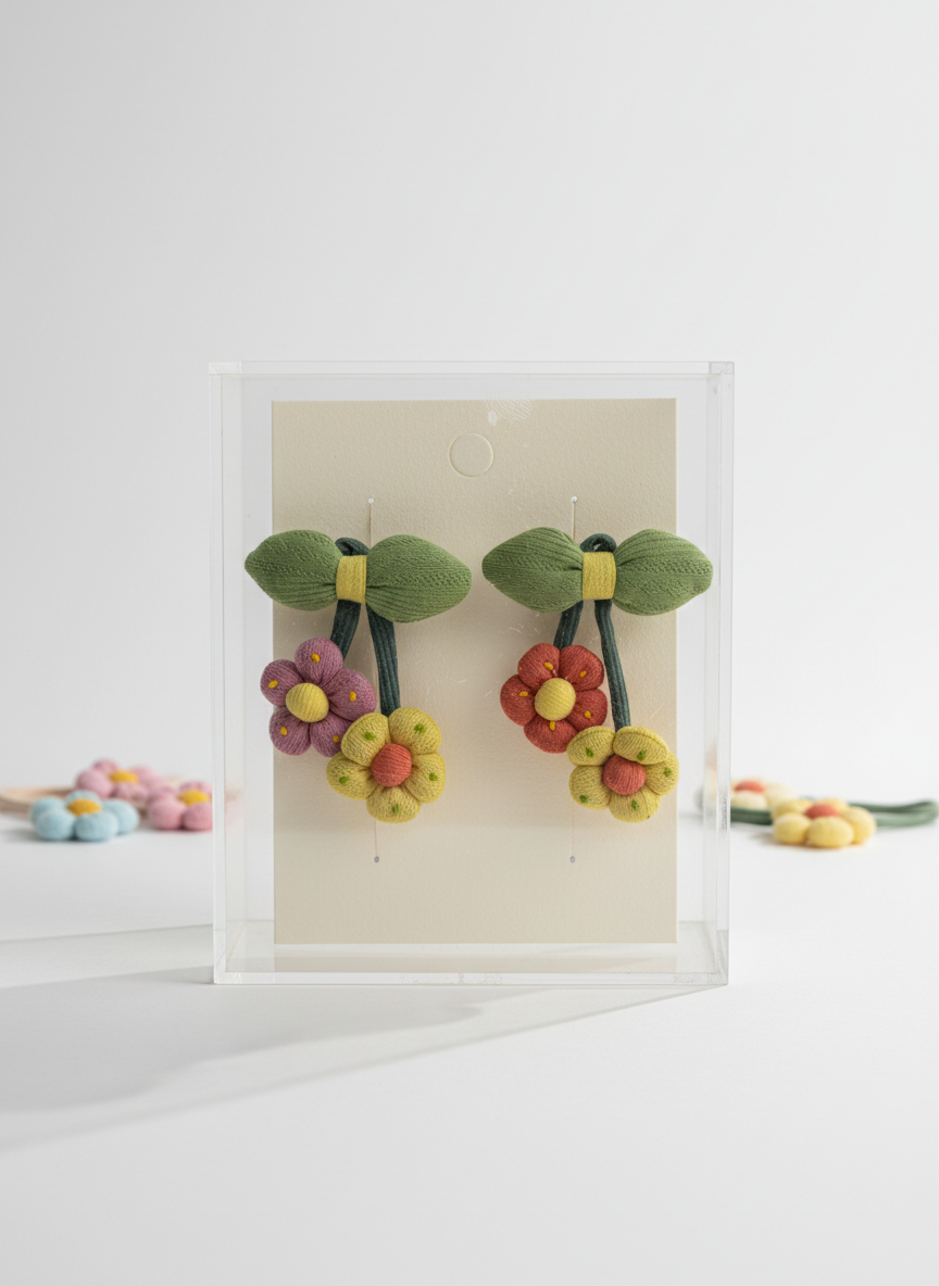 Crochet Floral Leafy Hair Pin