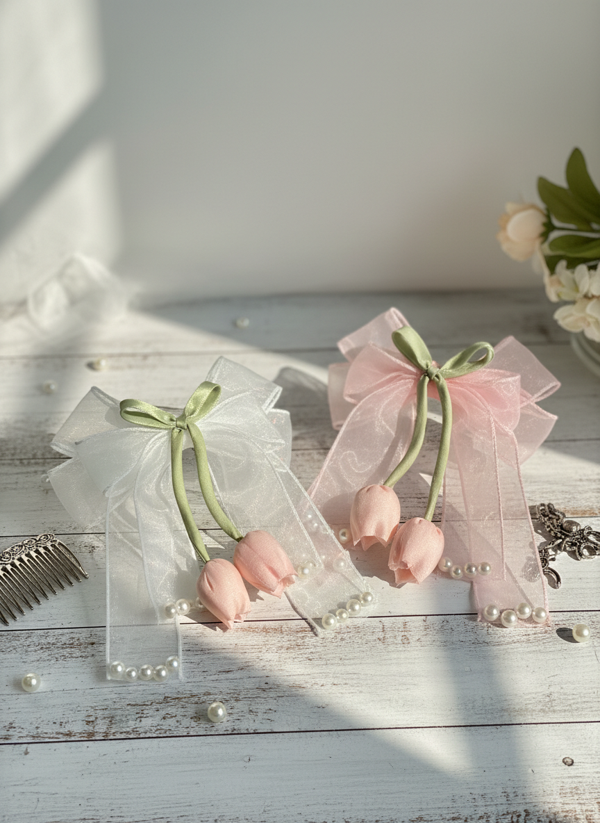 Satin Pearl Tulip Hair Pin