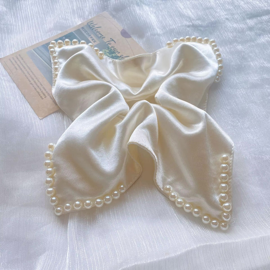 Pearl Satin Square Scrunchie