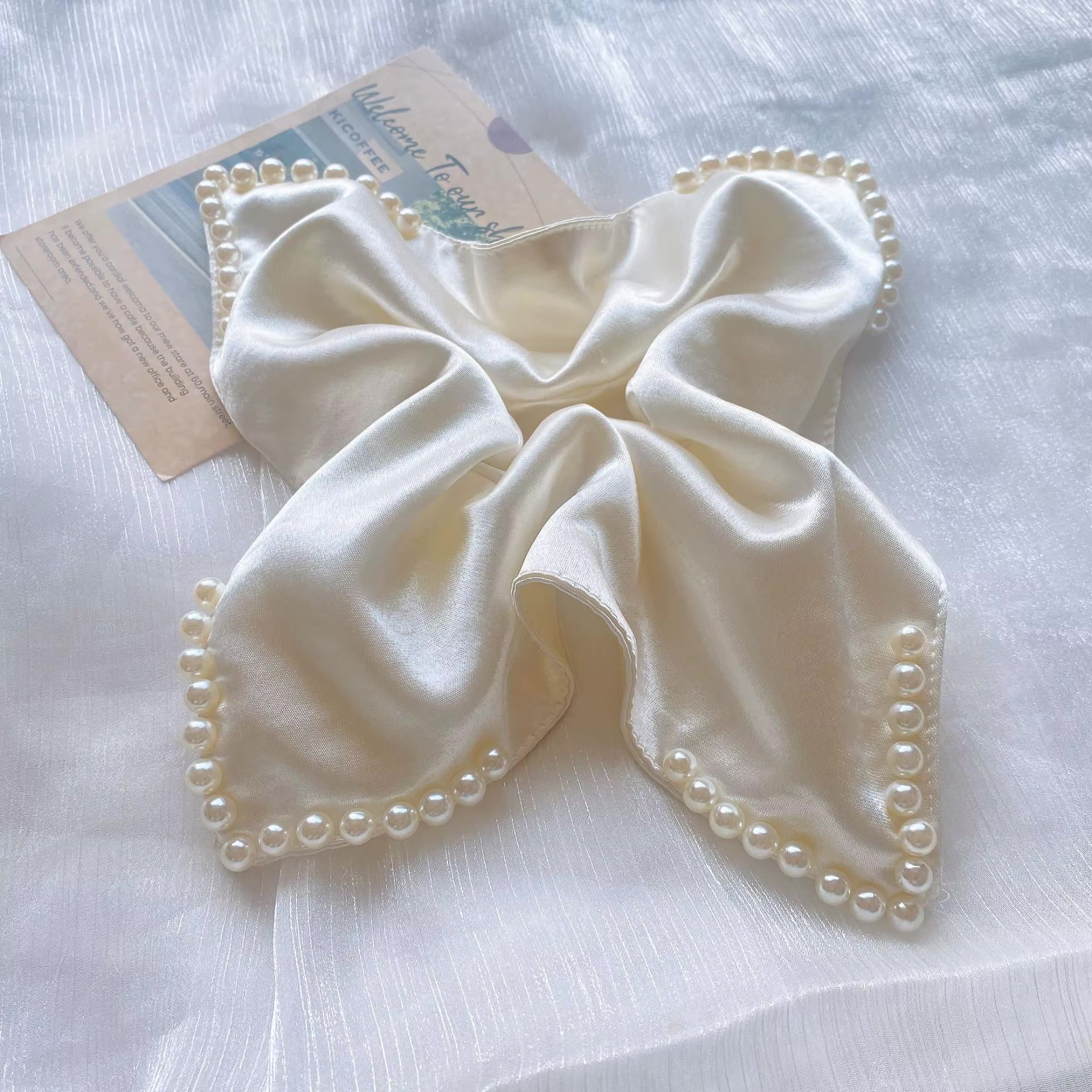 Pearl Satin Square Scrunchie