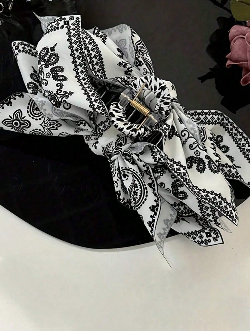 Boho Bandana Bow Claw Clip