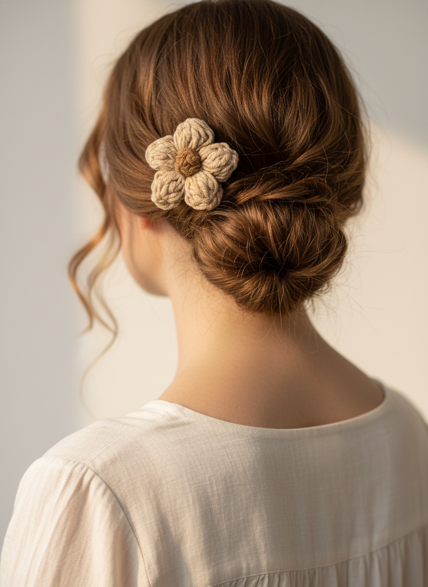 Crochet Flower Hair Pin