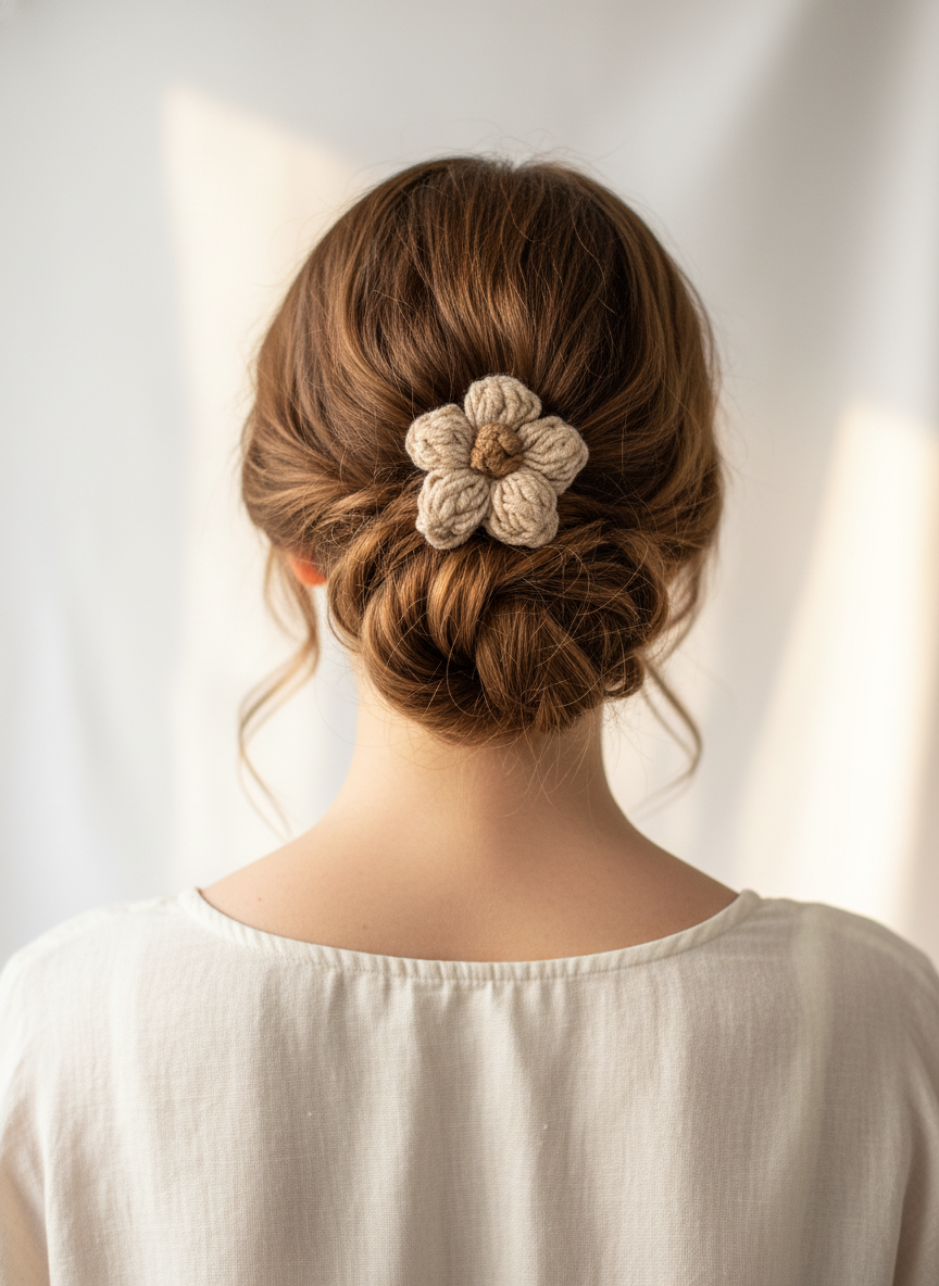 Crochet Flower Hair Pin