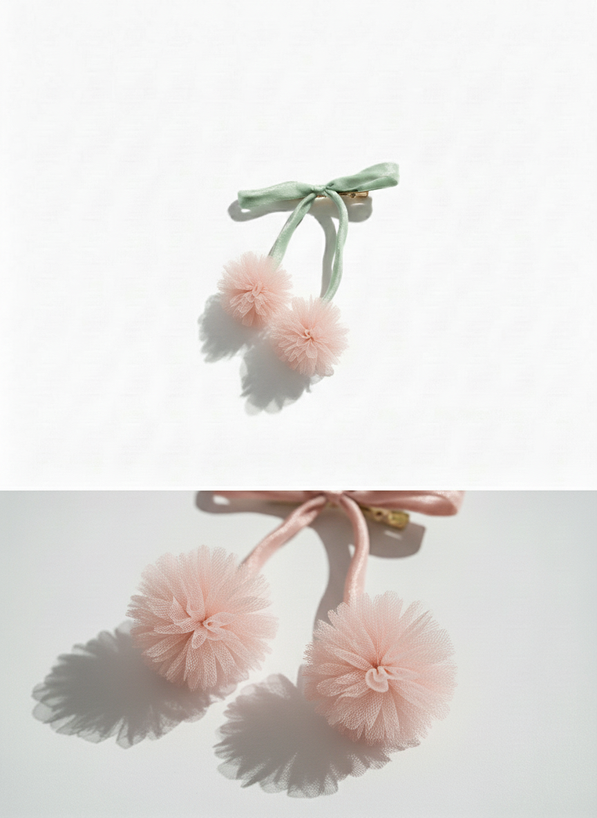 Peach floral hair accessories on a white background