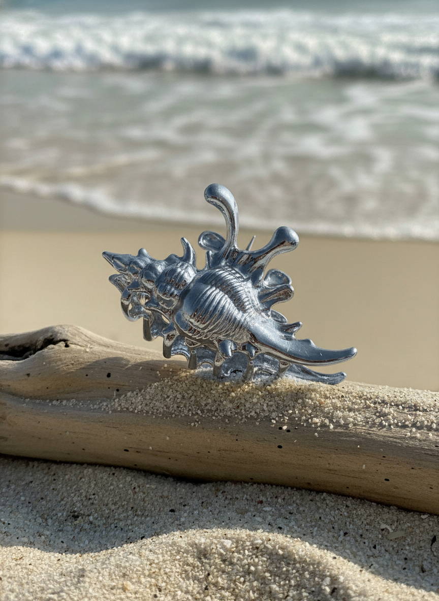 Metallic Seashell Claw Hair Clip/ Ocean-Inspired Marine Claw Clip