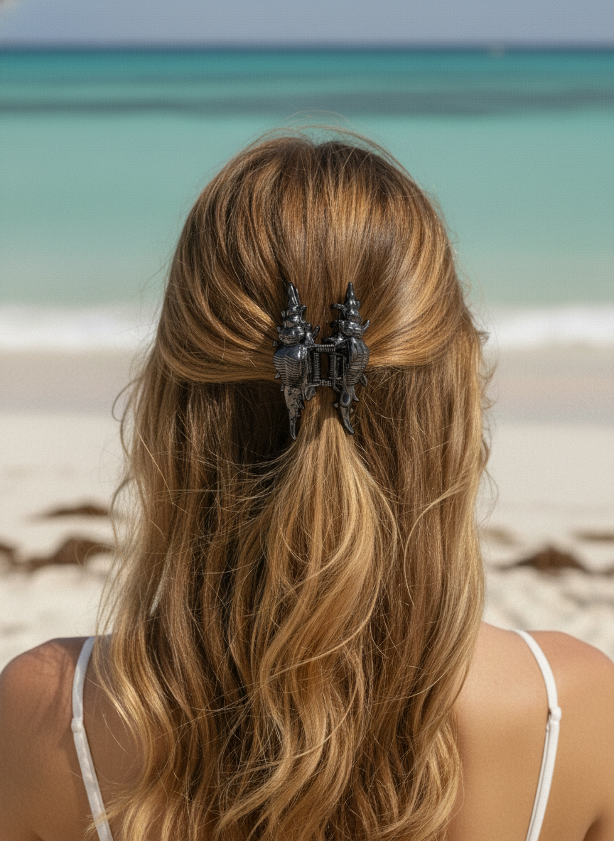 Metallic Seashell Claw Hair Clip/ Ocean-Inspired Marine Claw Clip
