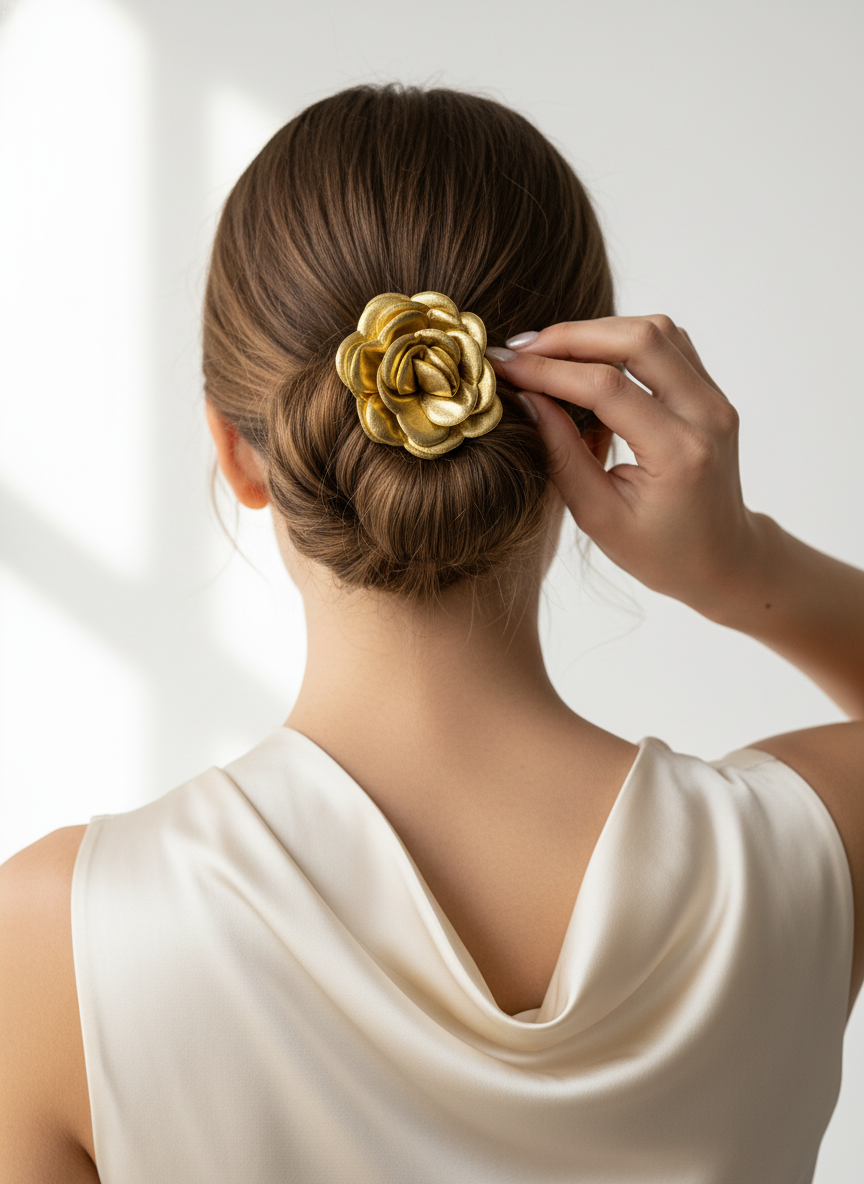 Gold Rose Hair Pin
