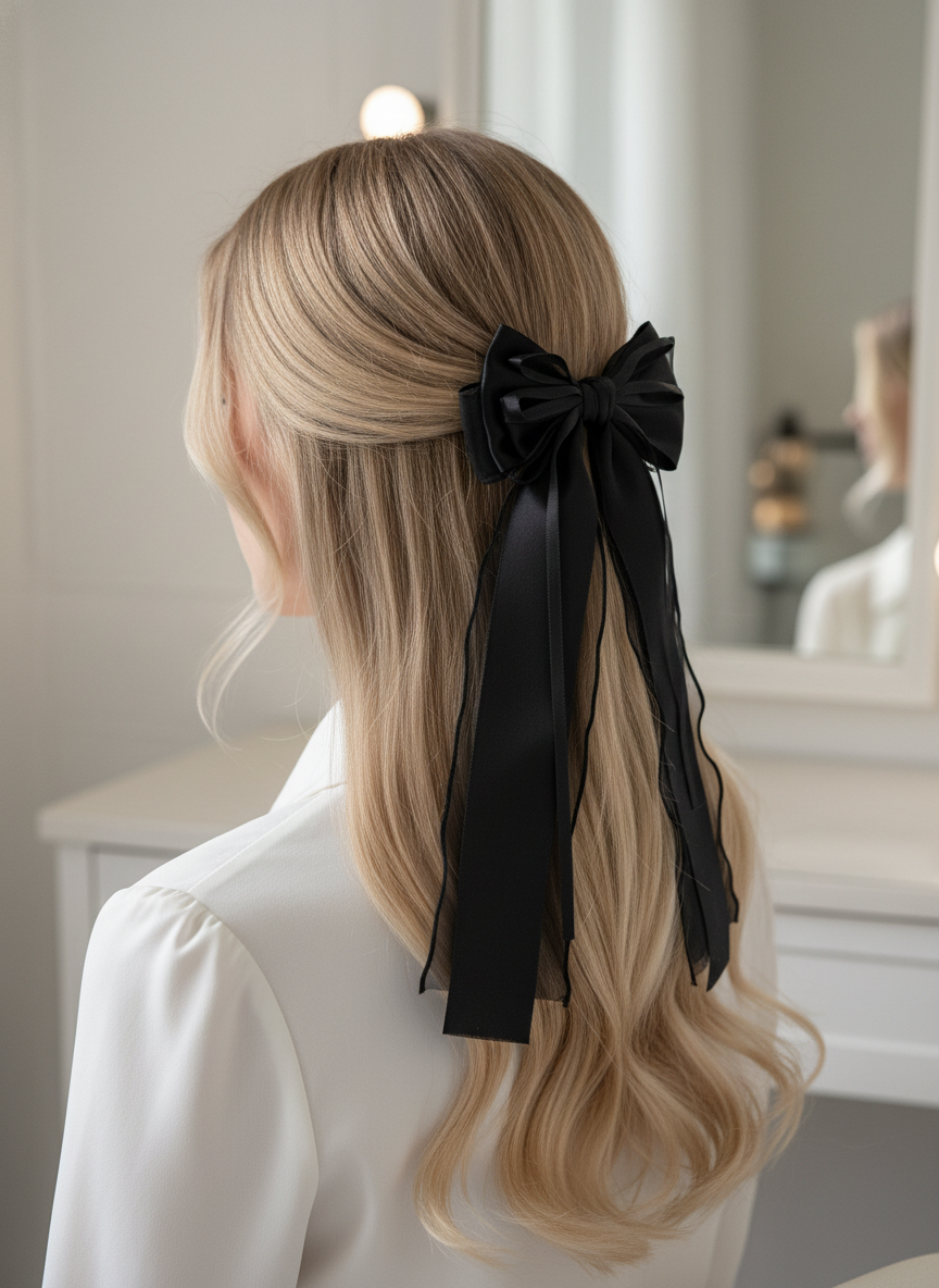 Long Ribbon Bow Hair Pin