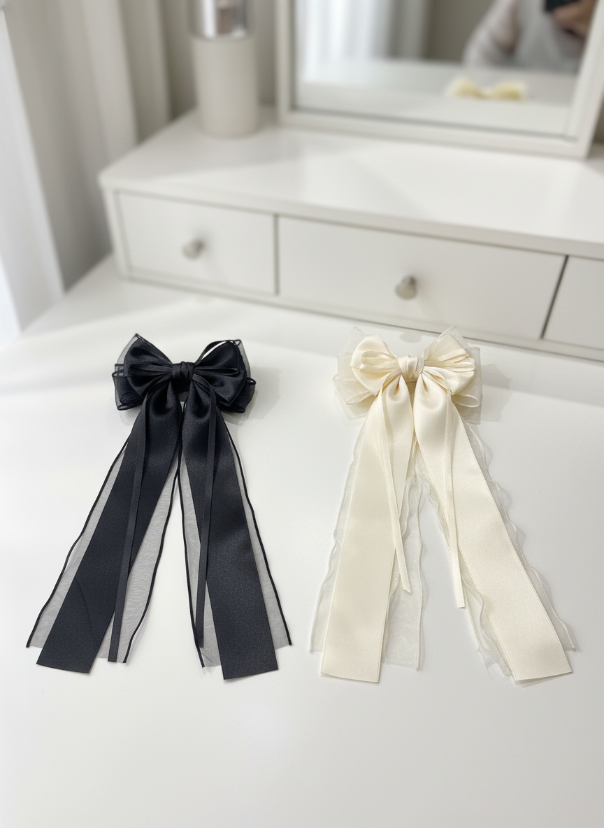 Long Ribbon Bow Hair Pin