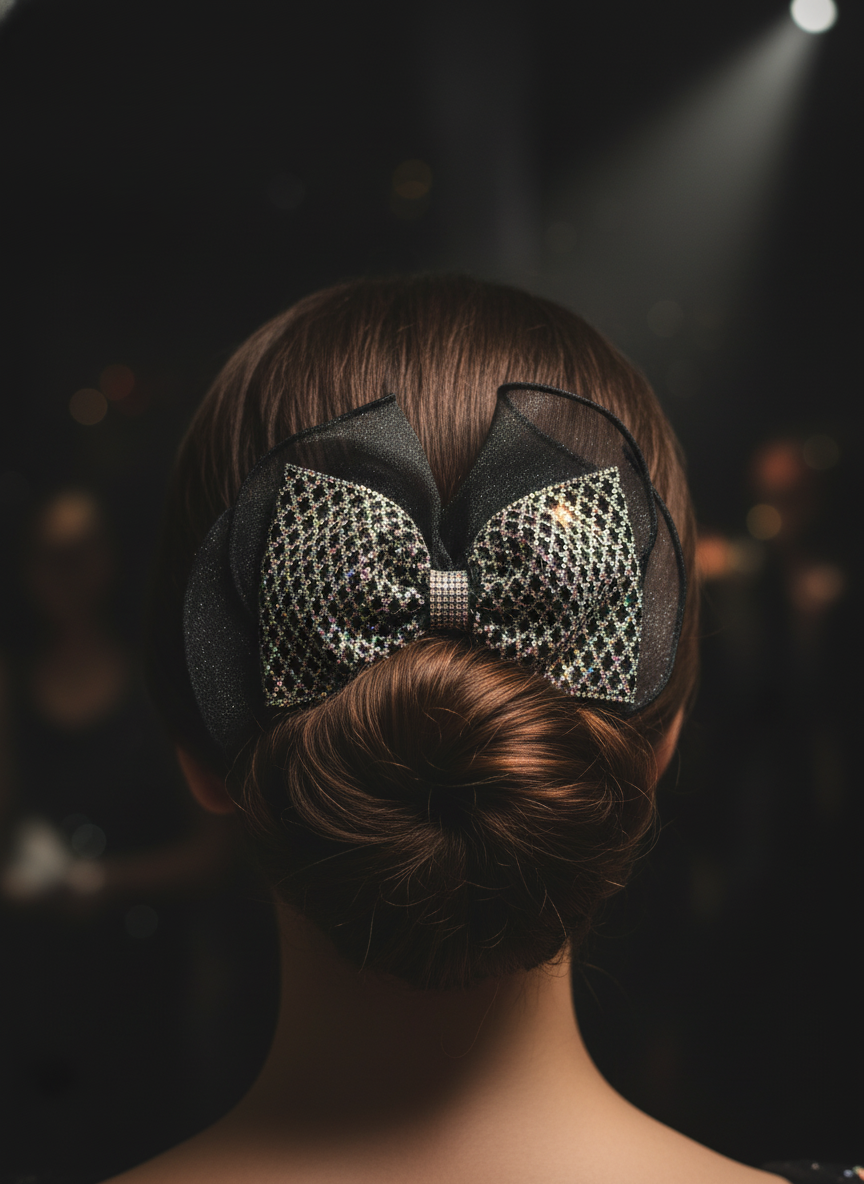 Rhinestone Mesh Bow Clip