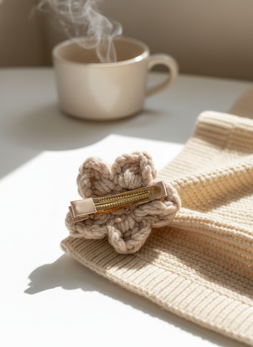 Crochet Flower Hair Pin