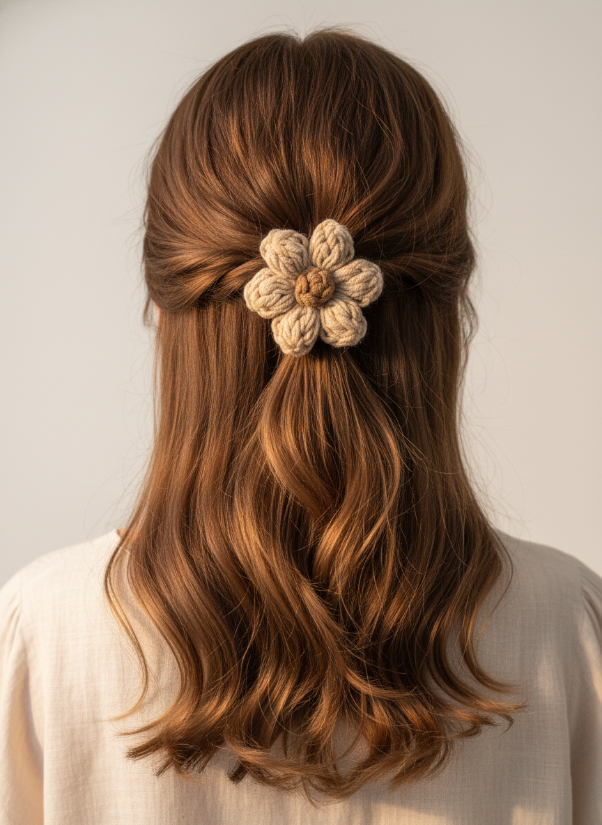 Crochet Flower Hair Pin