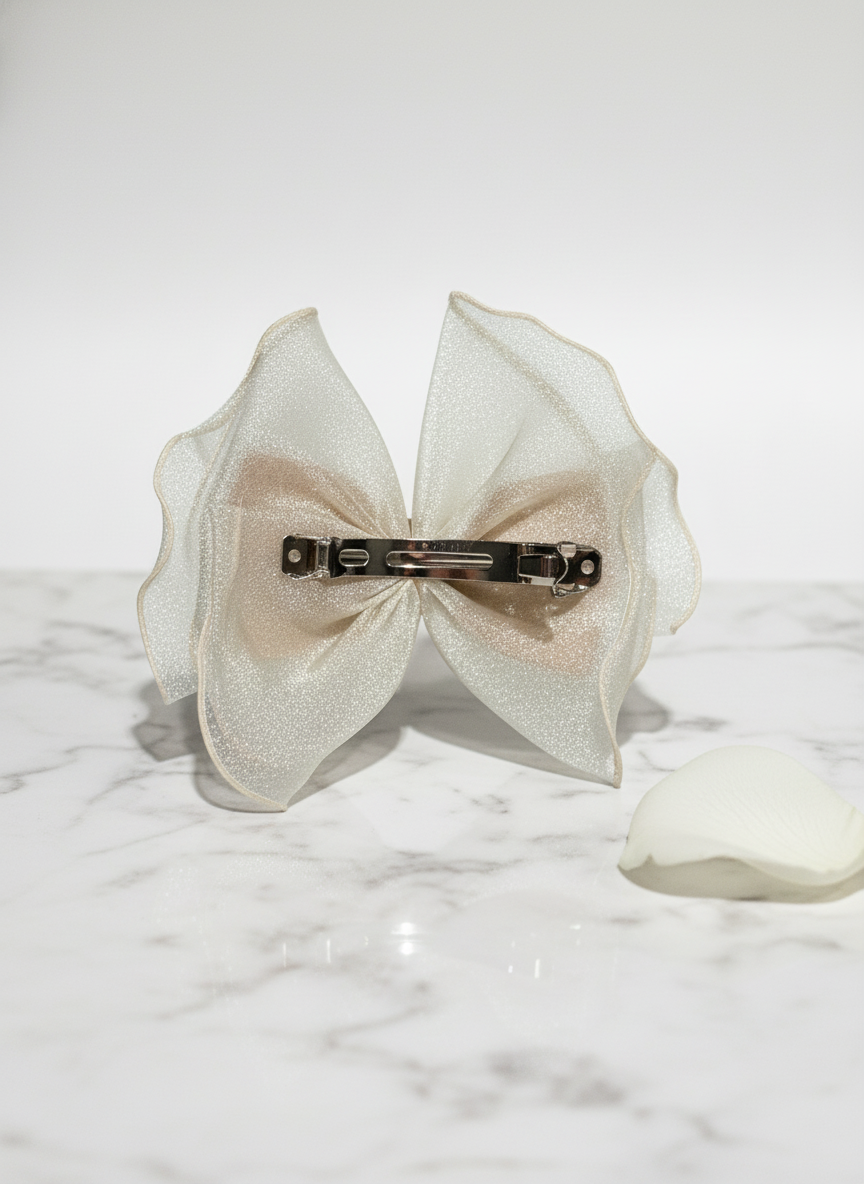 Rhinestone Mesh Bow Clip