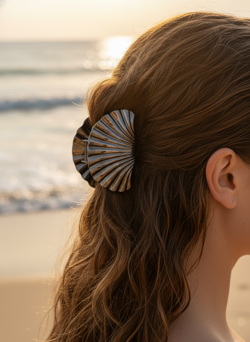 Metallic Sea Shell Claw Clip