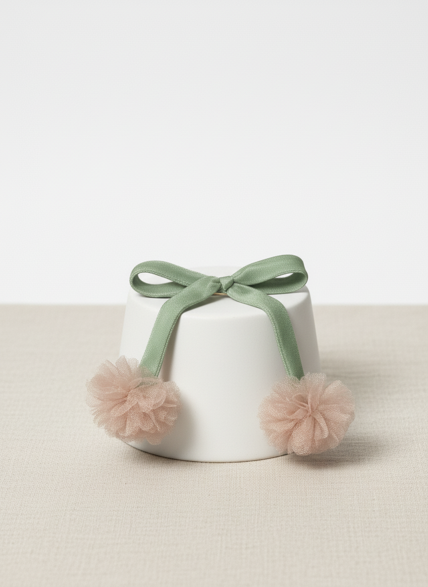 Ribbon Pom Pom Hair Pin