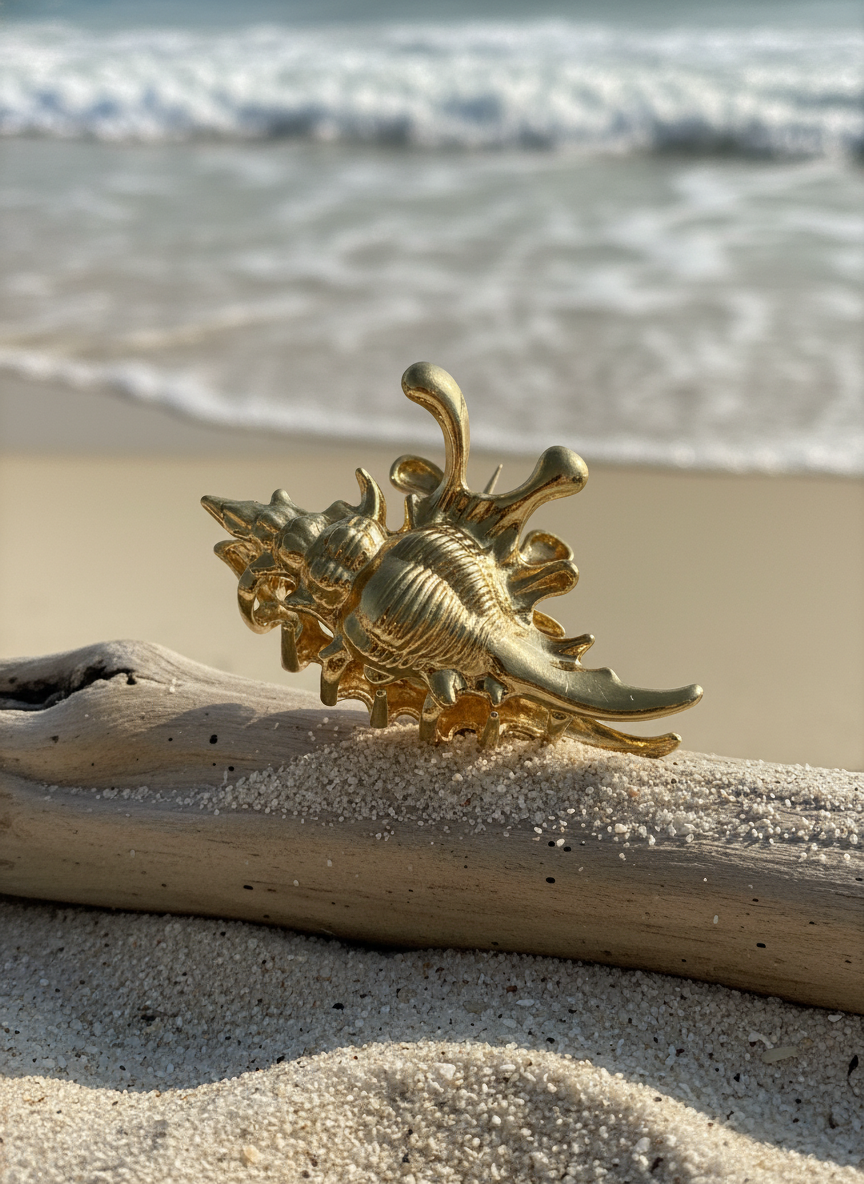 Metallic Seashell Claw Hair Clip/ Ocean-Inspired Marine Claw Clip