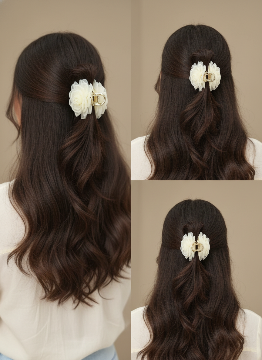 Rosette Cloud Puff Claw Clip