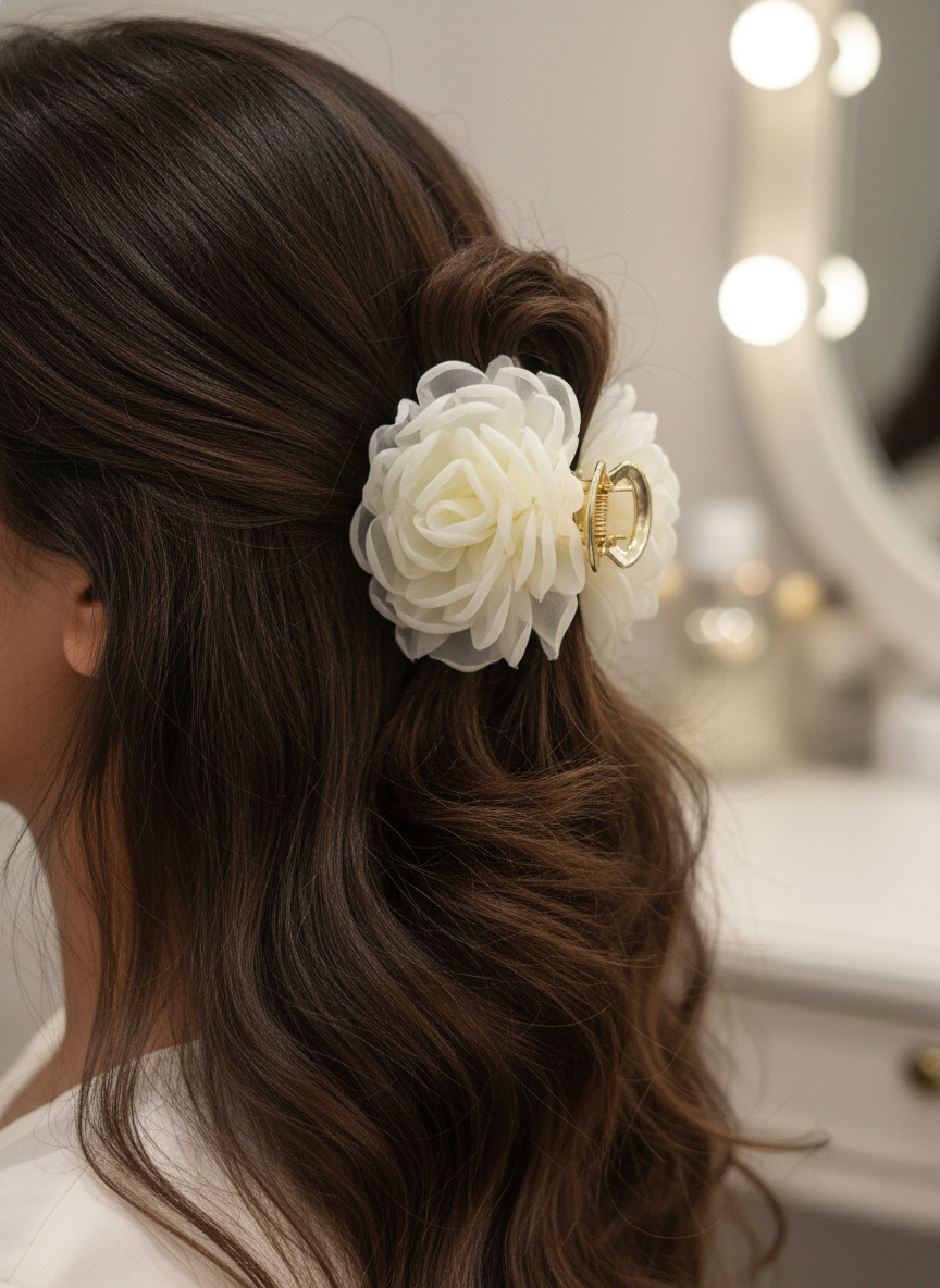 Rosette Cloud Puff Claw Clip