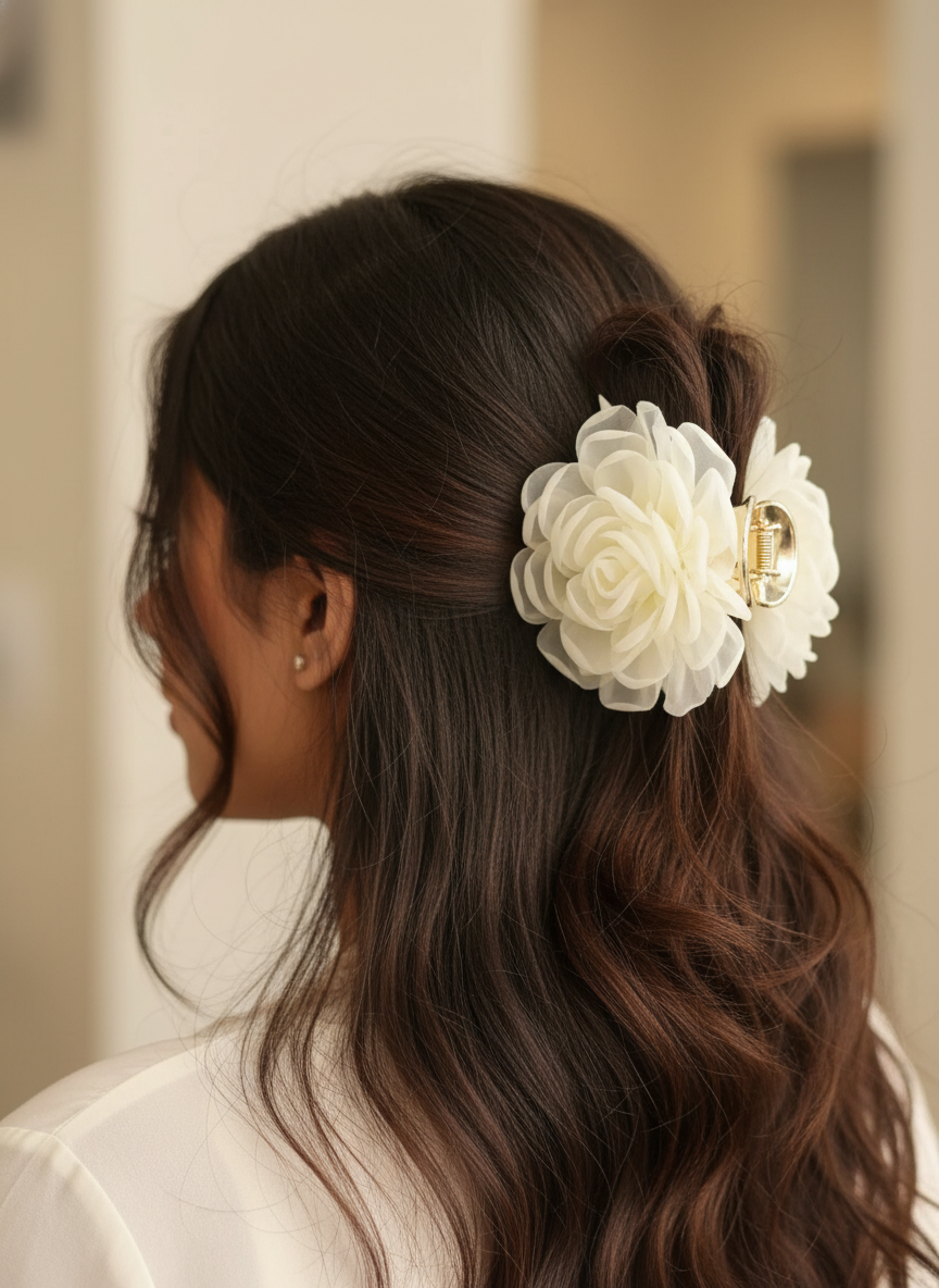 Rosette Cloud Puff Claw Clip