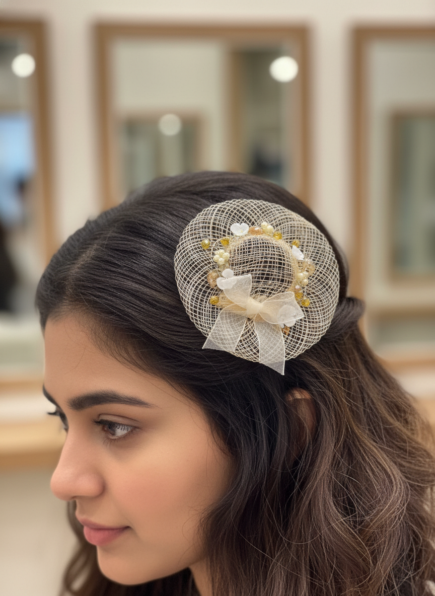 Net Beaded hat hair pin