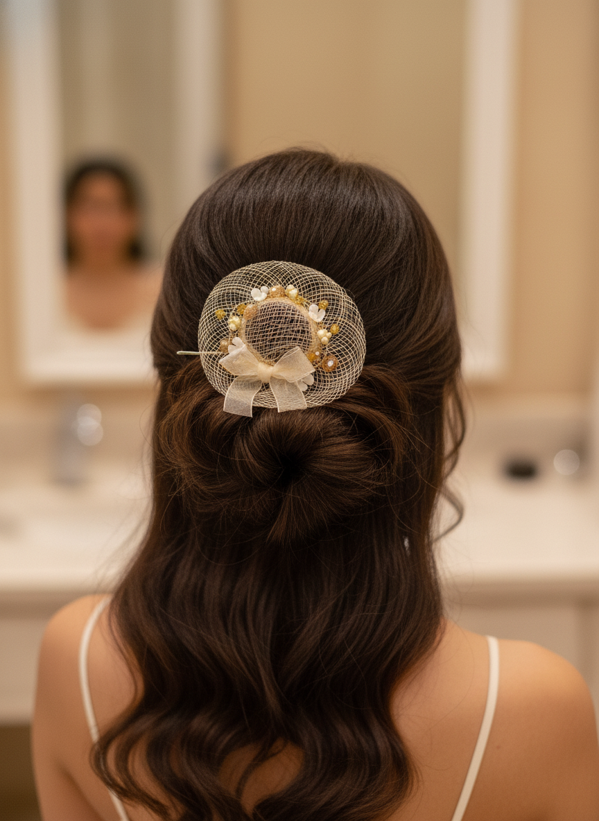 Net Beaded hat hair pin