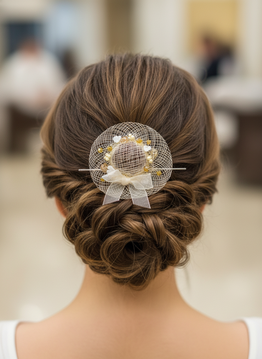 Net Beaded hat hair pin
