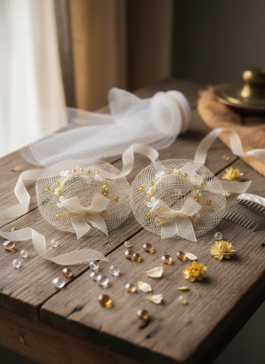 Net Beaded hat hair pin