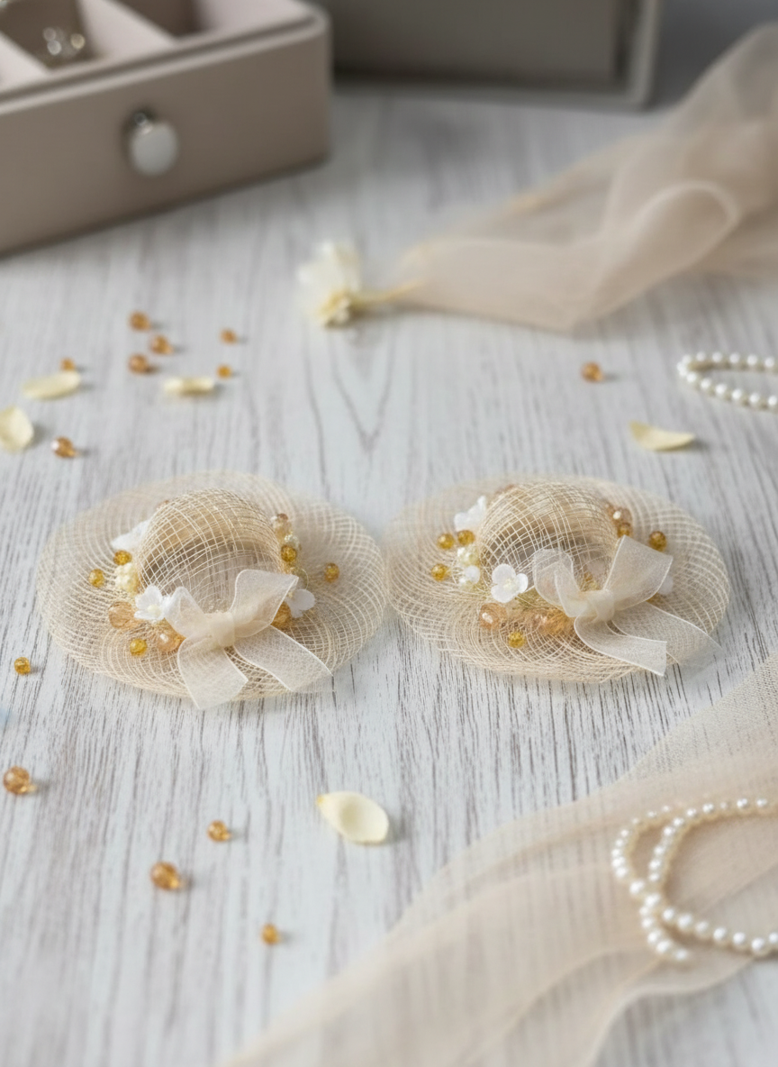 Net Beaded hat hair pin