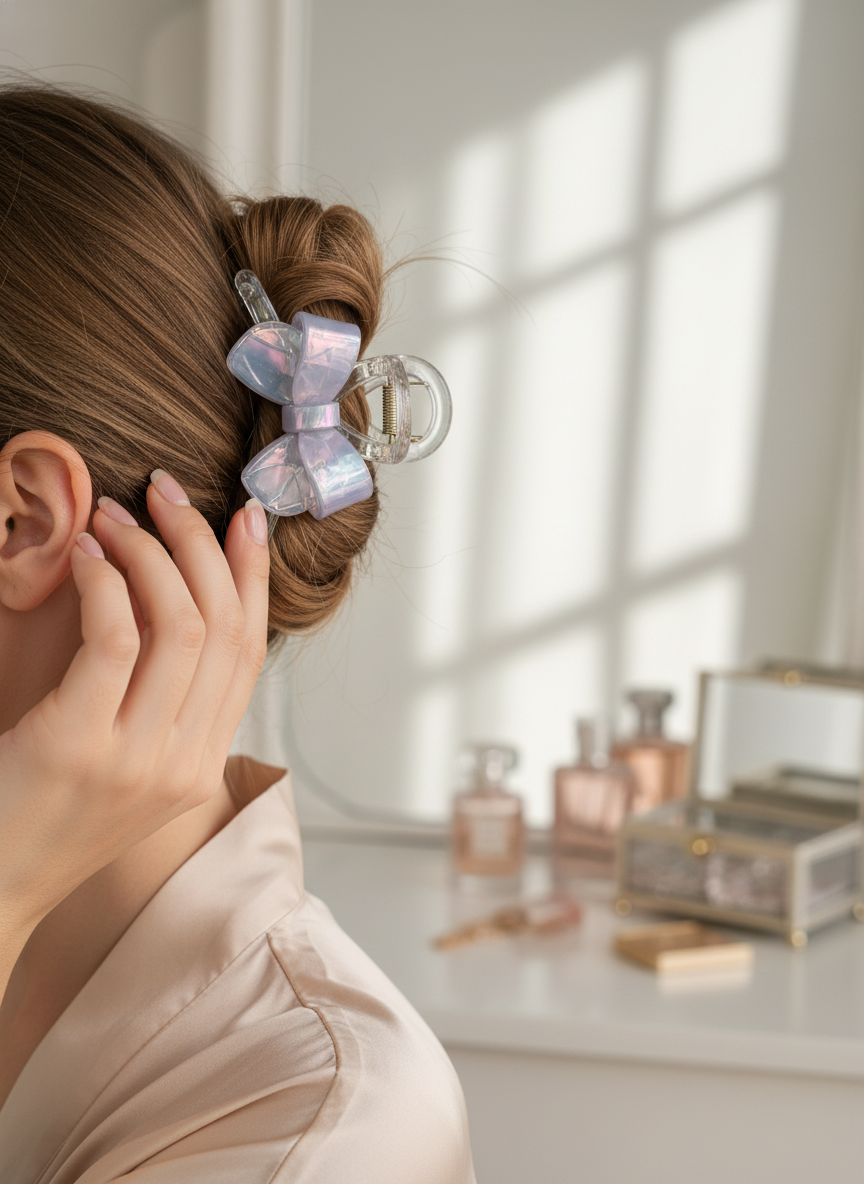 The Pastel Shine Bow Claw Clip