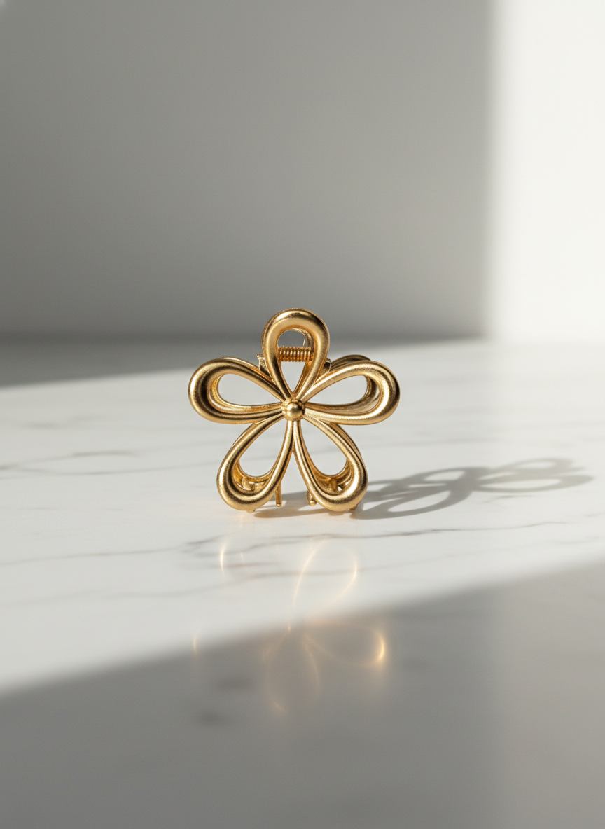 Metallic Flower Claw Clip