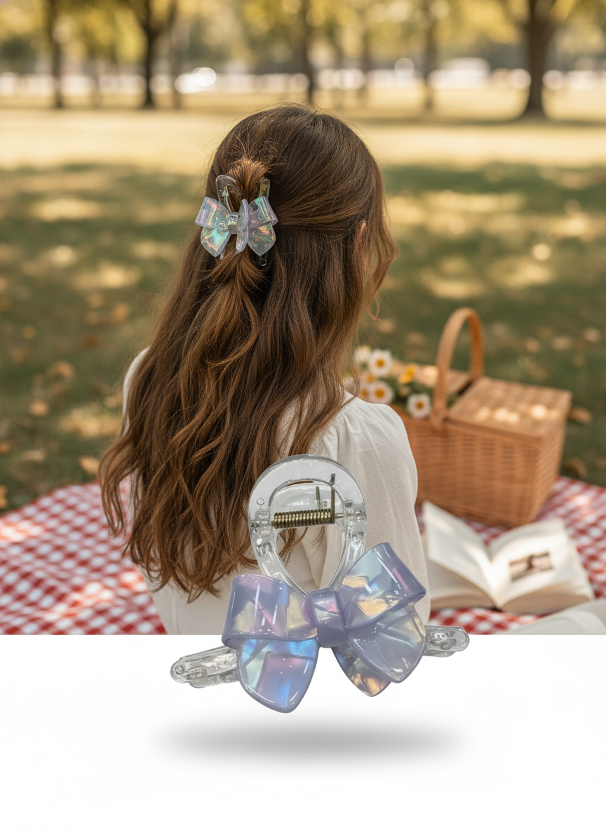 The Pastel Shine Bow Claw Clip