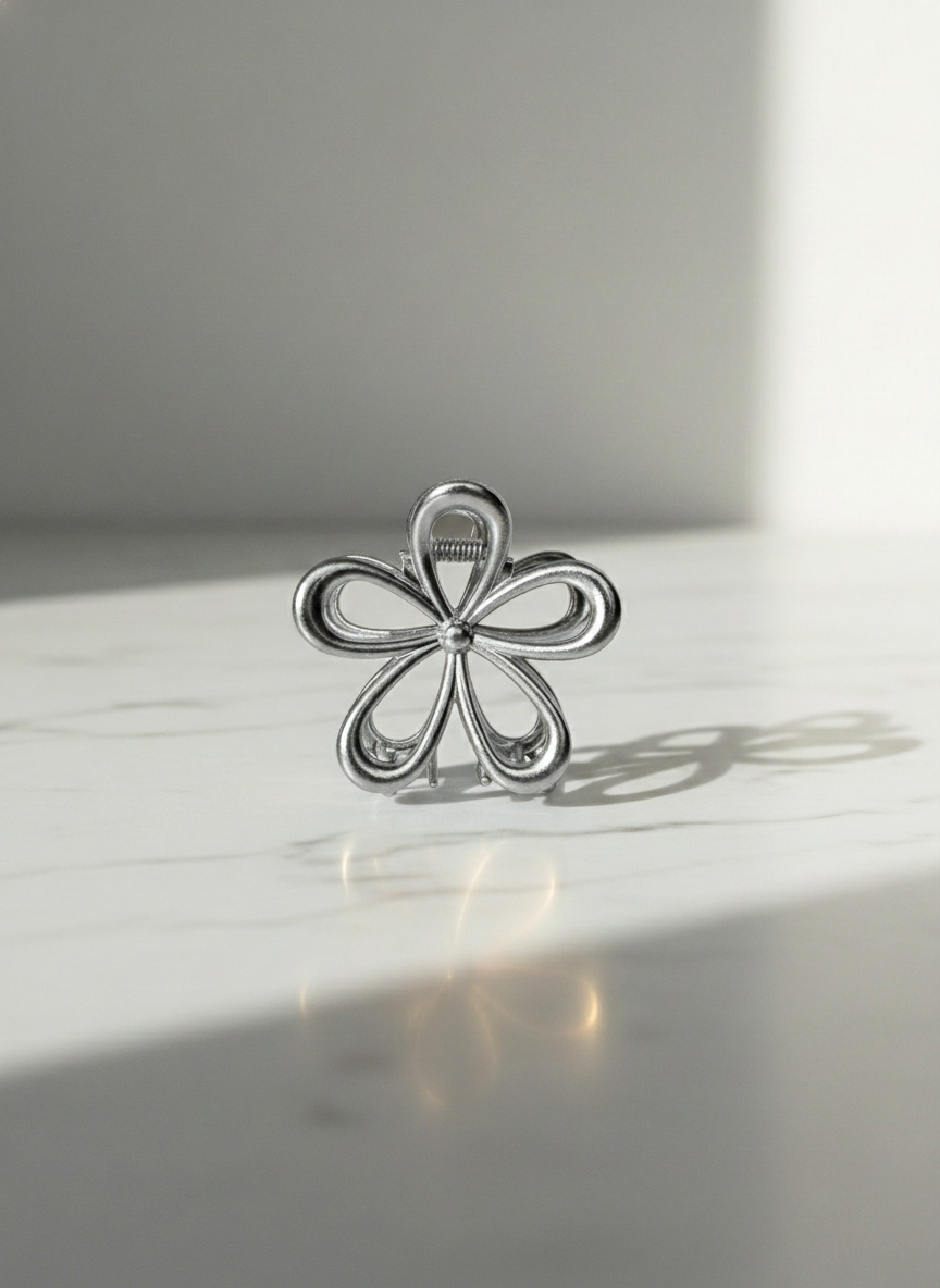 Metallic Flower Claw Clip