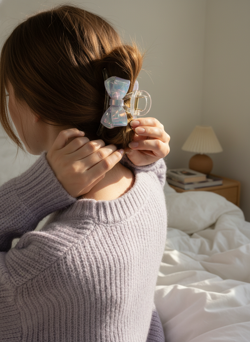 The Pastel Shine Bow Claw Clip