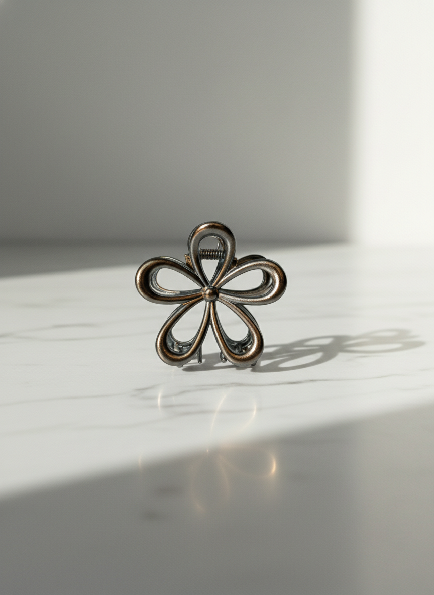 Metallic Flower Claw Clip