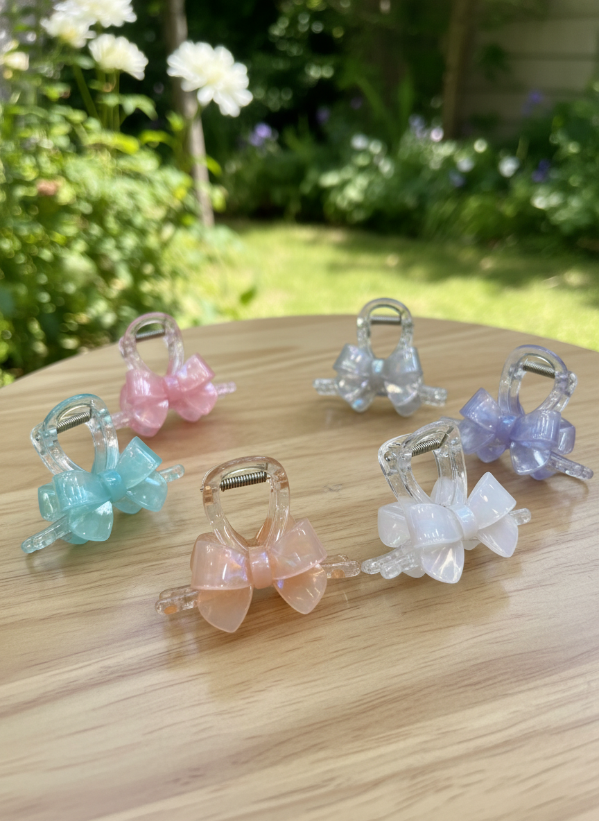 The Pastel Shine Bow Claw Clip
