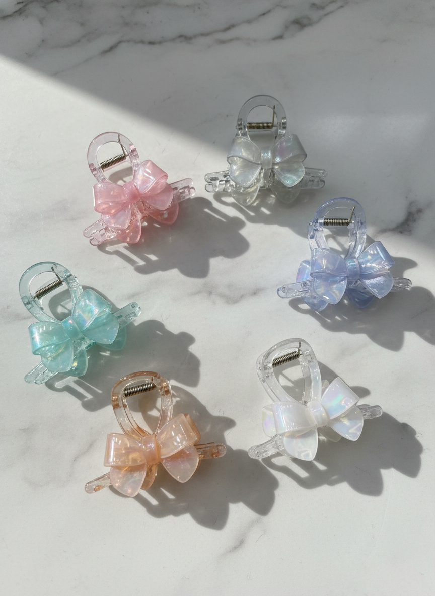 The Pastel Shine Bow Claw Clip