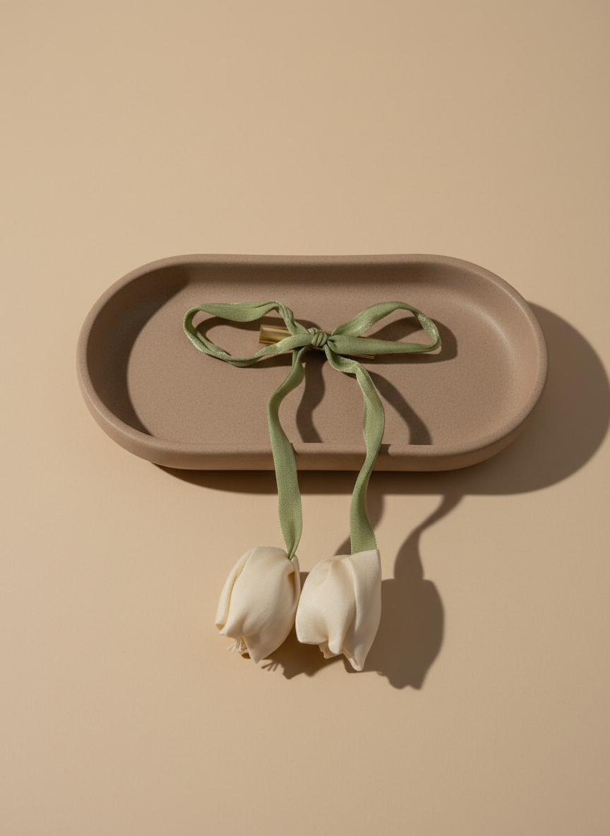 Satin White Tulip Hair Pin