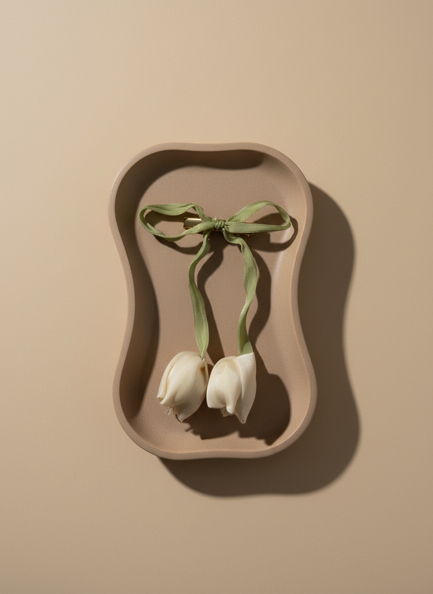 Satin White Tulip Hair Pin
