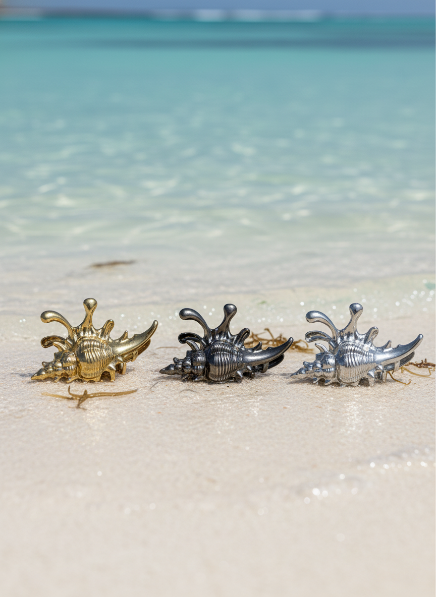 Metallic Seashell Claw Hair Clip/ Ocean-Inspired Marine Claw Clip