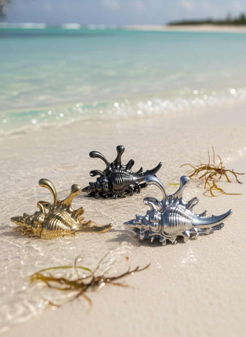 Metallic Seashell Claw Hair Clip/ Ocean-Inspired Marine Claw Clip