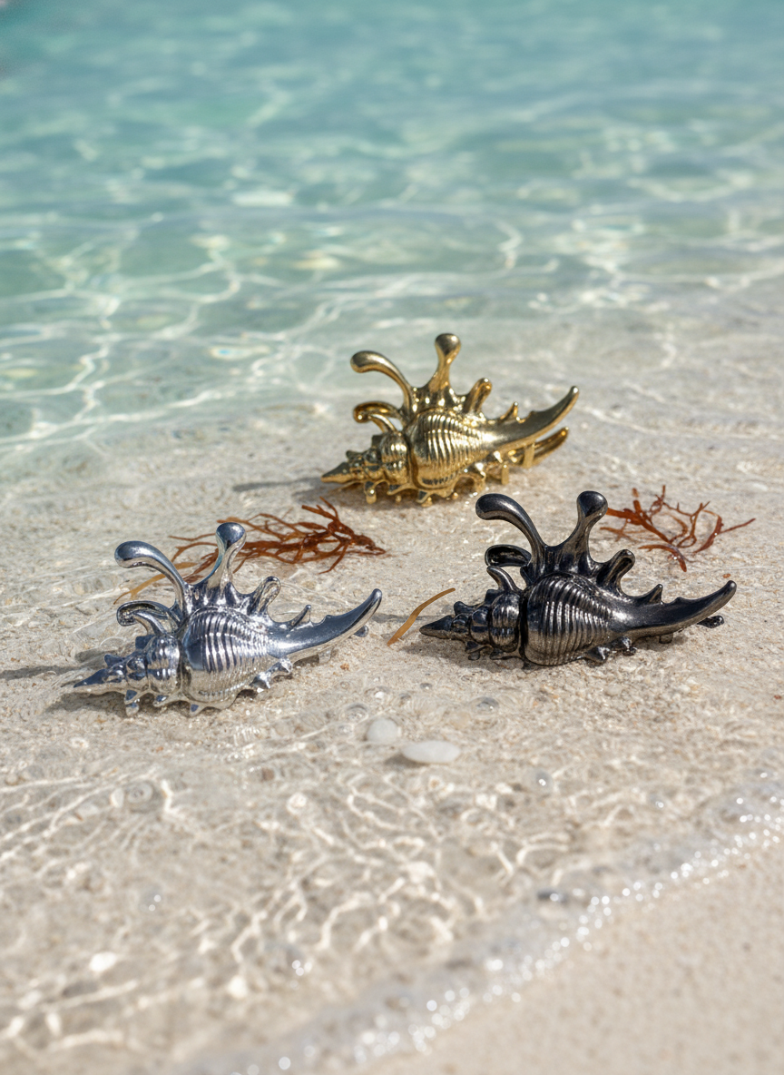 Metallic Seashell Claw Hair Clip/ Ocean-Inspired Marine Claw Clip