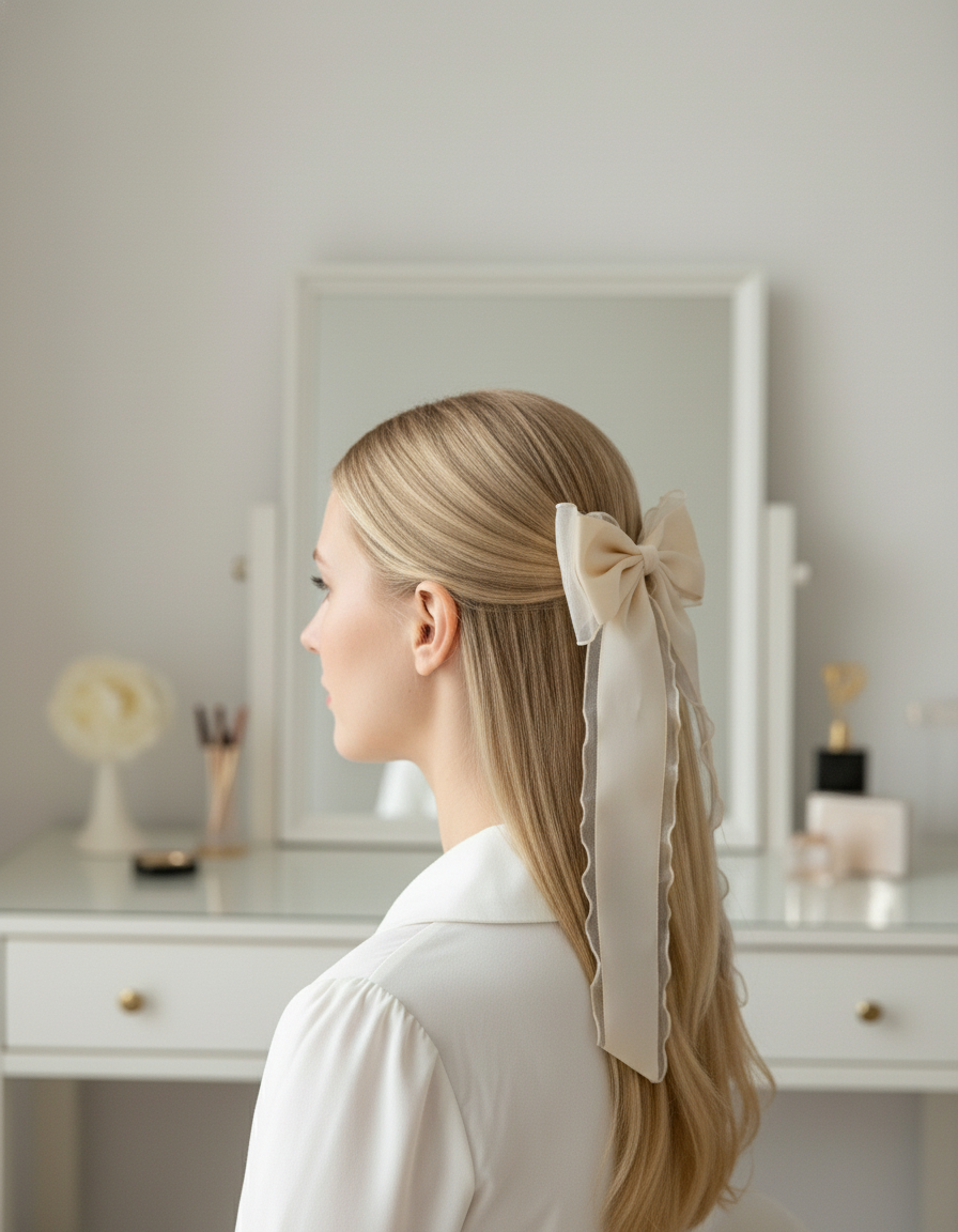 Long Ribbon Bow Hair Pin
